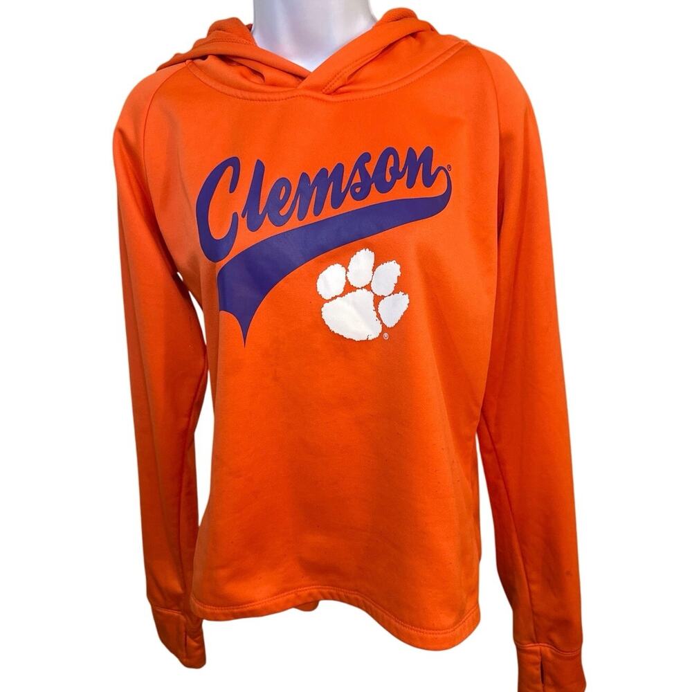 Clemson tigers champion authentic 2xl sweat shirt hoodie orange w/purple unisex